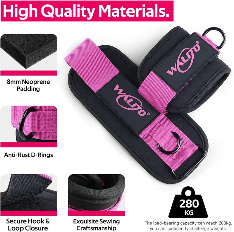 WALITO Ankle Resistance Bands with Cuffs, Exercise Bands for Legs and Butt, Booty Workout Equipment for Kickbacks and Hip Fitness Training - Image 2